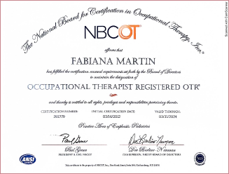 Registrada por el National Board of Certification in Occupational Therapy